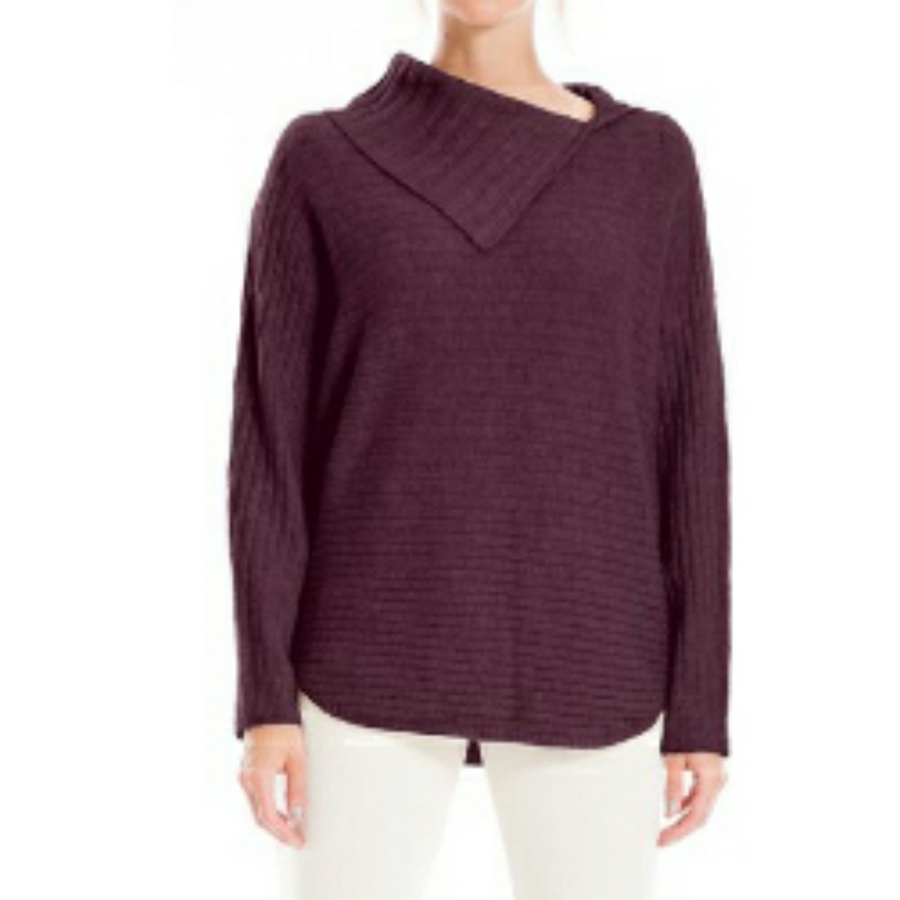 Max Studio Split Neck Ribbed Pullover Sweater - image 1
